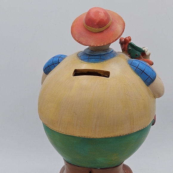 piggy bank~ Vintage unique big belly fisherman 10 in tall - Picture 10 of 13